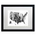 Trademark Fine Art 'USA Map BG-1' Matted Framed Graphic Art Canvas, Wood | 11 H x 14 W x 0.5 D in | Wayfair MW0187-W1114MF