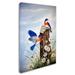 Trademark Fine Art 'Bluebirds w/ Daisies 2' Print on Wrapped Canvas Canvas | 19 H x 12 W x 2 D in | Wayfair ALI15551-C1219GG