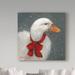 Trademark Fine Art Mary Miller Veazie Goose Red Xmas Bow - Wrapped Canvas Graphic Art Print Canvas in Gray/Red | 14 H x 14 W x 2 D in | Wayfair