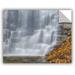 Ebern Designs Michael Beach Hazy Autumn Waterfall Removable Wall Decal Vinyl in Gray/Yellow | 8 H x 10 W in | Wayfair