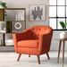 Barrel Chair - Wade Logan® Hiltonia 30" Wide Tufted Blend Barrel Chair Polyester/Fabric in Orange | 31 H x 30 W x 30 D in | Wayfair