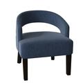 Barrel Chair - Poshbin Carly 27" Wide Barrel Chair Polyester/Velvet in Blue/Brown | 31 H x 27 W x 27 D in | Wayfair 1053-KeyDenim-DarkBrown