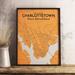 Wrought Studio™ 'Charlottetown City Map' Framed Graphic Art Print Poster in Paper in Orange | 17 H x 11 W x 0.05 D in | Wayfair