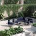 Ivy Bronx Shore 5 Piece Outdoor Patio Aluminum Sectional Sofa Set Metal in Blue | Wayfair ORNE3684 41988467