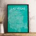 Wrought Studio™ 'Las Vegas' - Unframed Graphic Art Print on Paper in Blue/Green | 17 H x 11 W x 0.05 D in | Wayfair