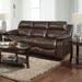 Lark Manor™ Akylah 90" Leather Match Pillow Top Arm Reclining Sofa Leather Match in Brown | 40 H x 90 W x 40 D in | Wayfair 49911268930689