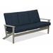 Winston Porter Chrisa Patio Sofa w/ Cushions Plastic/Metal in Gray/Blue | 38 H x 74.5 W x 31 D in | Wayfair 9F8095738DC343B5B96C9D692831CE80