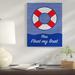 The Holiday Aisle® 'You Float My Boat' Framed Graphic Art on Wrapped Canvas in Blue/Red | 16 H x 12 W x 0.75 D in | Wayfair