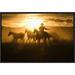 East Urban Home 'Cowboy w/ Lasso Herding Horses at Sunset' Framed Photographic Print on Canvas in Black/Orange | 12 H x 18 W x 1.5 D in | Wayfair