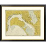 Global Gallery Nautical Chart - San Diego Bay ca. 1974 - Sepia Tinted Framed Graphic Art Paper in Green | 22 H x 26 W x 1.5 D in | Wayfair