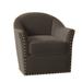 Barrel Chair - Fairfield Chair Bosley 34" Wide Swivel Barrel Chair Fabric in Gray | 34 H x 34 W x 34 D in | Wayfair 6111-31_9508 61_1009BrightBrass