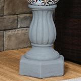 Fleur De Lis Living Jonina Pillar Indoor/Outdoor Gazing Ball Stand Resin/Plastic in Gray | 15.75 H x 10 W x 11.5 D in | Wayfair