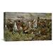 Global Gallery 'Incident at Waterloo' by Stanley Berkeley Painting Print on Wrapped Canvas in Brown/Green/Red | 13.68 H x 22 W x 1.5 D in | Wayfair
