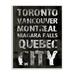 Stupell Industries Distressed Canadian Cities Black & White Typography Stretched - Wrapped Canvas Textual Art Print Canvas in Black/White | Wayfair