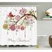 The Holiday Aisle® Alexie Christmas Red Bird Floral Tree Shower Curtain + Hooks Polyester | 75 H x 69 W in | Wayfair THLA2015 39393965