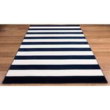 Blue/Navy 96 x 0.5 in Area Rug - Breakwater Bay Barbeau Striped Navy Blue/White Area Rug Polypropylene | 96 W x 0.5 D in | Wayfair