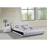 Rosdorf Park Cuvier Tufted Platform Bed Upholstered/Faux leather in White/Black | 28.5 H x 68 W x 102 D in | Wayfair