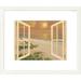 Highland Dunes 'Coastal Window of Dreams' Framed Graphic Art Wood/Paper in Brown/Green/Orange | 20 H x 24 W x 1.5 D in | Wayfair