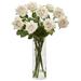 House of Hampton® Artificial Roses Floral Arrangement in Vase Polyester/Faux Silk/Plastic/Fabric in White | 19 H x 13 W x 13 D in | Wayfair