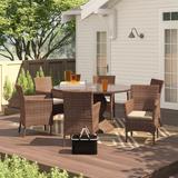 Lark Manor™ Ambroselli Round 6 - Person 60" Long Outdoor Dining Set w/ Cushions Glass/Wicker/Rattan in Brown | Wayfair