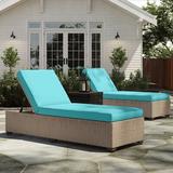 Sol 72 Outdoor™ Rochford Sun Lounger Set w/ Cushion & Table Wicker/Rattan in Brown/Gray | 16 H x 31 W x 78 D in | Wayfair