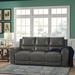 Lark Manor™ Kittitas 86" Leather Match Round Arm Reclining Sofa Leather Match in Gray/Brown | 40 H x 86 W x 40 D in | Wayfair