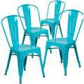 Flash Furniture Peterson Armless Stacking Dining Chair Metal | 33.5 H x 17.75 W x 20 D in | Wayfair 4-ET-3534-MINT-GG