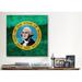 Winston Porter Flags Washington Mount Olympus w/ Paper Grunge Graphic Art on Wrapped Canvas in Green | 12 H x 12 W x 0.75 D in | Wayfair