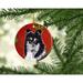 The Holiday Aisle® Collie Snowflakes Holiday Hanging Figurine Ornament Ceramic/Porcelain in Red | 3 H x 3 W x 0.25 D in | Wayfair