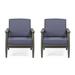 Corrigan Studio® James Outdoor Patio Chair w/ Cushions Wood in Gray/Indigo/Brown | 31.25 H x 26.5 W x 30.25 D in | Wayfair