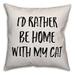 Latitude Run® Gerlef I'd Rather Be Home w/ My Cat Throw Pillow Polyester/Polyfill blend | 16 H x 16 W x 1.5 D in | Wayfair