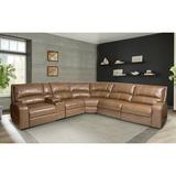 Black/Brown Sectional - Red Barrel Studio® Portola Leather Match Symmetrical Corner Sectional Leather Match | 41 H x 41 D in | Wayfair