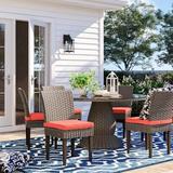 Sol 72 Outdoor™ Rockport 7 Piece Dining Set w/ Cushions Glass in Gray | Wayfair OASIS-60-KIT-6C-TANGERINE