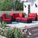 Sol 72 Outdoor™ Brentwood 8 Piece Rattan Sectional Seating Group w/ Cushions Synthetic Wicker/All - Weather Wicker/Wicker/Rattan in Orange | Wayfair