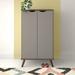 Wade Logan® Bezore 24 Pair Shoe Storage Cabinet Manufactured Wood in Gray/Brown | 46.46 H x 26.77 W x 21.26 D in | Wayfair