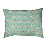 Tucker Murphy Pet™ Chen Hand Drawn Triangles Outdoor Dog Pillow Polyester in Green | 7 H x 27.56 W x 19.7 D in | Wayfair