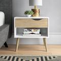 Wade Logan® Bautram 1-Drawer Nightstand Wood in White/Black | 19.57 H x 19.76 W x 15.39 D in | Wayfair 84B33BAEFE694BF5A7C68FFD86F582DA