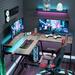 Wade Logan® Jurgensen 55 inch Reversible L-Shaped Gaming Computer Desk w/ Monitor Stand Home Office Corner Desk Wood/Metal in Gray/White | Wayfair