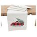 The Holiday Aisle® Jaggers Tartan Truck w/ Christmas Tree Table Runner Polyester/Linen in White | 16 D in | Wayfair