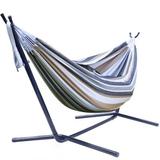 Sorbus Double Adjustable Cotton Hammock w/ Stand Cotton in Red/Gray/Indigo | 44 H x 48 W x 110 D in | Wayfair HMK-STND-BSPR