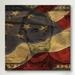 Winston Porter Five Dollar Bill, U.S. Flag, President Lincoln - Graphic Art Print on Canvas in Brown/Gray/Red | 12 H x 12 W x 0.75 D in | Wayfair