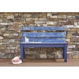 Longshore Tides Destini Pine Garden Outdoor Bench Wood/Natural Hardwoods in Blue | 33.5 H x 66 W x 25 D in | Wayfair