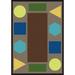 Blue/Brown 64 x 0.5 in Area Rug - Sitting Shapes© by Joy Carpets Geometric Tufted Area Rug Nylon | 64 W x 0.5 D in | Wayfair 1671CC-02