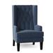 Wingback Chair - Everly Quinn Searle 30" Wide Tufted Wingback Chair Fabric in Blue/Brown | 48 H x 30 W x 34 D in | Wayfair