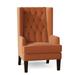 Wingback Chair - Everly Quinn Searle 30" Wide Tufted Wingback Chair Fabric in Brown | 48 H x 30 W x 34 D in | Wayfair