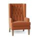 Wingback Chair - Everly Quinn Searle 30" Wide Tufted Wingback Chair Fabric in White/Brown | 48 H x 30 W x 34 D in | Wayfair