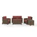Birch Lane™ Lawson 5 Piece Rattan Sofa Seating Group w/ Cushions Synthetic Wicker/All - Weather Wicker/Wicker/Rattan in Red/Brown | Outdoor Furniture | Wayfair