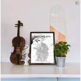 Wrought Studio™ 'Salt Lake City City Map' Graphic Art Print Poster in Ink Paper in Black/White | 17 H x 11 W x 0.05 D in | Wayfair OP-SLCA00