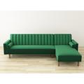 Green Sectional - Mercury Row® Basso 114" Wide Channel-Tufted Reversible Sofa Bed & Chaise Sectional Upholstery/Velvet, | Wayfair