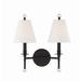 Lark Manor™ Hiltner 2 - Light Dimmable Armed Sconce Metal/Fabric in Black | 20 H x 15 W x 7 D in | Wayfair A5C60DB5260D4A7E9846C7DF77DAA049